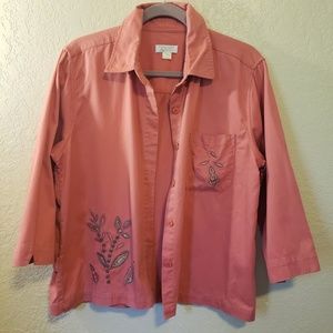 Christopher & Banks Women's Embroidered Jacket 100% Cotton Size Medium